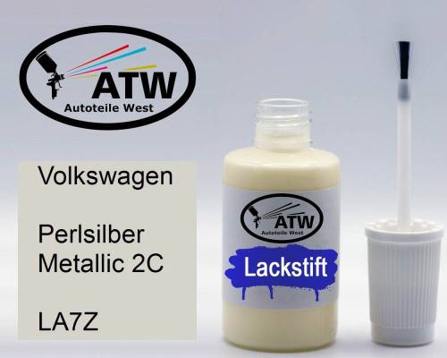 Volkswagen, Perlsilber Metallic 2C, LA7Z: 20ml Lackstift, von ATW Autoteile West.